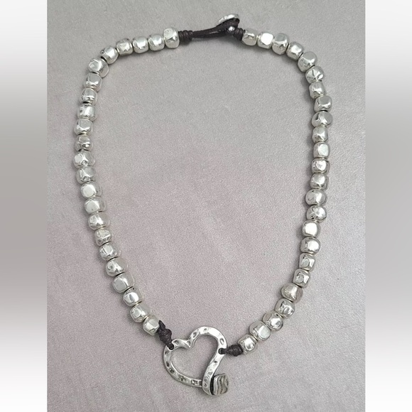 NAILED HEART • Bohemian Necklace • Silver plated • 16 inches - Picture 3 of 10